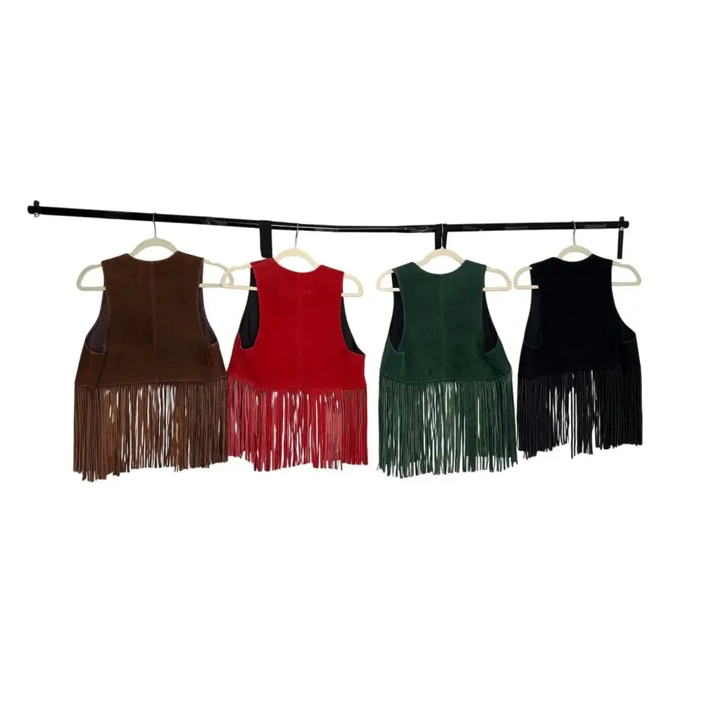 Vintage Lot of 4 Ben Kalton Fringe Leather Shawl Vests Western Rodeo Capelet Mex - Picture 2 of 16